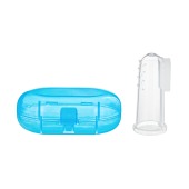 Щётка для чистки зубов животных (5,5 * 2,5 см), голубой контейнер (7 * 4 см). СИМА-ЛЭНД.