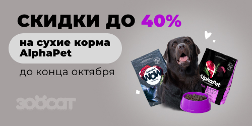 Скидки до 40% на сухие корма AlphaPet до конца октября