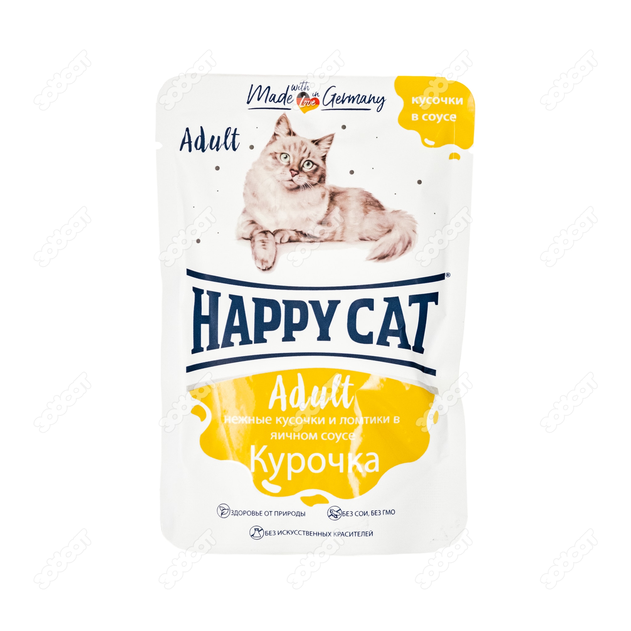 HAPPY CAT пауч для кошек (КУРИЦА, СОУС), 100 г.