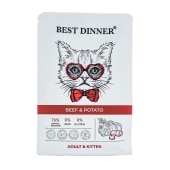 BEST DINNER  для кошек (ГОВЯДИНА, КАРТОФЕЛЬ), 400 г. 