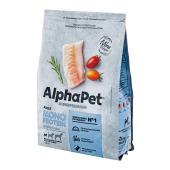 ALPHAPET MONOPROTEIN для взрослых собак мелких пород (БЕЛАЯ РЫБА), 1,5 кг.