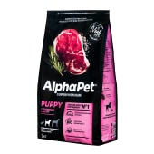 ALPHAPET для щенков, беременных и кормящих собак средних пород (ГОВЯДИНА, РИС), 2 кг.