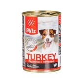 BLITZ TURKEY консервы для взрослых собак всех пород (ИНДЕЙКА, ПЕЧЕНЬ), 400 г. 