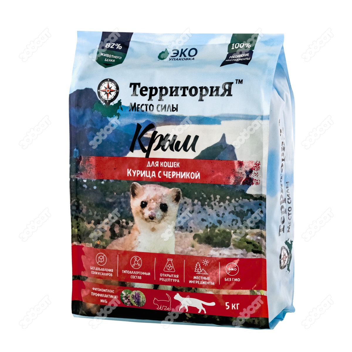 ТЕРРИТОРИЯ КРЫМ для взрослых кошек (КУРИЦА, ЧЕРНИКА), 5 кг