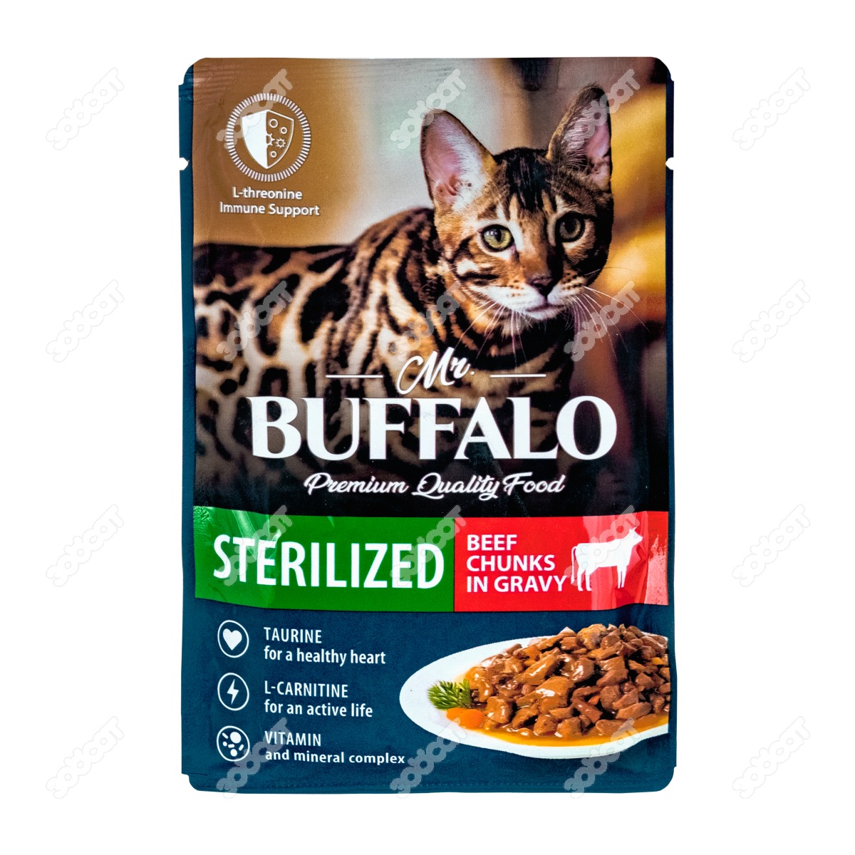 MR. BUFFALO STERILIZED пауч для стерилизованных кошек (ГОВЯДИНА, СОУС), 85  г. купить в Новосибирске с доставкой в интернет-магазине ЗооСАТ