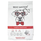 BEST DINNER для собак средних и крупных пород склонных к проблемам с пищеварением (ЯГНЕНОК, ТОМАТЫ), 3 кг.