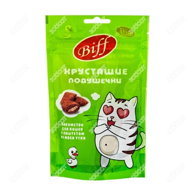 TITBIT хрустящие подушечки Biff для кошек с паштетом из утки, 60 г