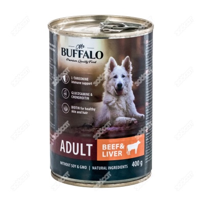 MR. BUFFALO ADULT консервы для взрослых собак (ГОВЯДИНА, ПЕЧЕНЬ), 400 г