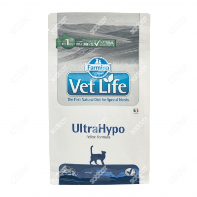 VET LIFE ULTRAHYPO для кошек (снижение пищевой непереносимости), 0,4 кг.