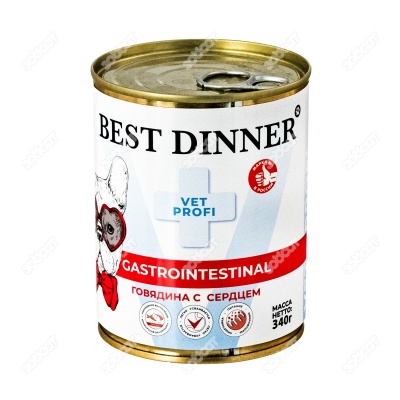 BEST DINNER VET PROFI Gastro Intestinal консервы для собак (ГОВЯДИНА, СЕРДЦЕ), 340 г