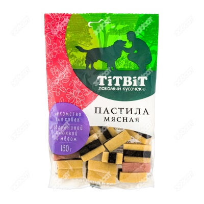 TITBIT лакомство пастила мясная с бараниной, клюквой и медом для собак, 130 г