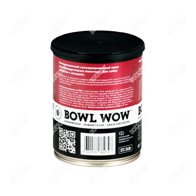 BOWL WOW консервы для собак (ГОВЯДИНА, ОВОЩИ), 340 г