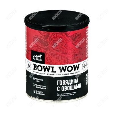 BOWL WOW консервы для собак (ГОВЯДИНА, ОВОЩИ), 850 г