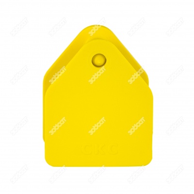 Бирка двойная СКС (40 * 48 мм) жёлтая без номера (под щипцы СКС без иглы), 100 шт.