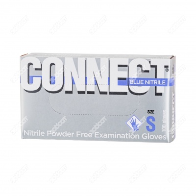 Перчатки нитриловые, плотные, размер S, 50 пар. CONNECT BLUE NITRILE.