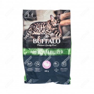MR. BUFFALO STERILIZED для стерилизованных кошек и кастрированных котов, (ИНДЕЙКА), 0,4 кг.