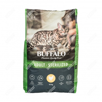 MR. BUFFALO STERILIZED для стерилизованных кошек и кастрированных котов, (КУРИЦА), 10 кг