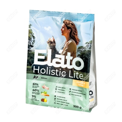 ELATO HOLISTIC Lite для котят, беременных и кормящих кошек (КУРИЦА, ИНДЕЙКА), 300 г