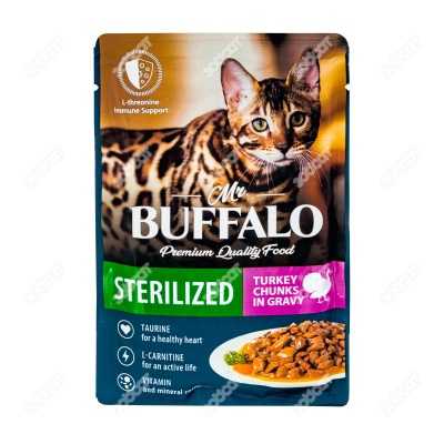 MR. BUFFALO STERILIZED пауч для стерилизованных кошек (ИНДЕЙКА, СОУС), 85 г.