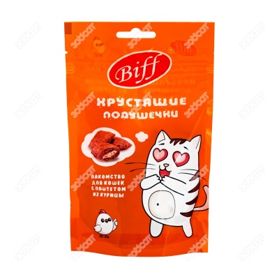 TITBIT хрустящие подушечки Biff для кошек с паштетом из курицы, 60 г