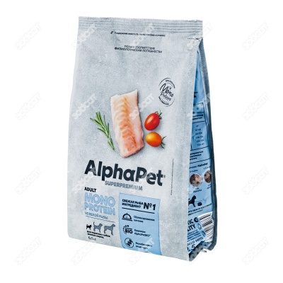 ALPHAPET MONOPROTEIN для взрослых собак мелких пород (БЕЛАЯ РЫБА), 0,5 кг