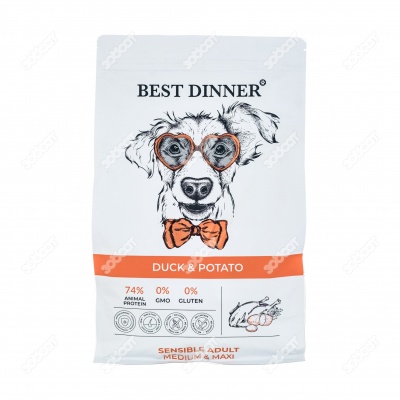 BEST DINNER  для собак средних и крупных пород (УТКА, КАРТОФЕЛЬ), 3 кг.