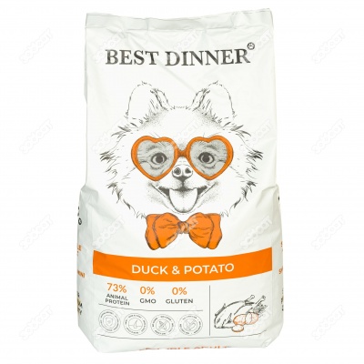 BEST DINNER для собак мелких пород (УТКА, КАРТОФЕЛЬ), 10 кг.