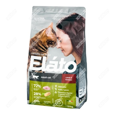 ELATO HOLISTIC для взрослых кошек (ЯГНЕНОК, ОЛЕНИНА), 1,5 кг