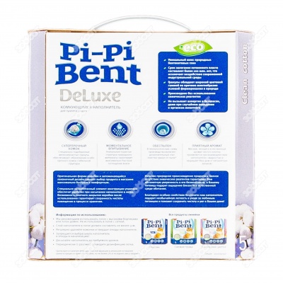 Наполнитель Pi-Pi Bent DELUXE CLEAN COTTON комкующийся, коробка, 5 кг.