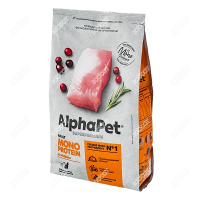 ALPHAPET MONOPROTEIN для взрослых кошек (ИНДЕЙКА), 1,5 кг