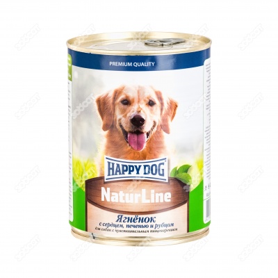 HAPPY DOG консервы для собак (ЯГНЕНОК, СЕРДЦЕ, ПЕЧЕНЬ, РУБЕЦ), 970 г