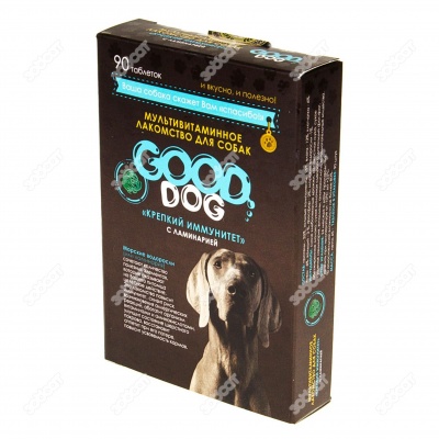 Мультивитаминное лакомство КРЕПКИЙ ИММУНИТЕТ для собак с ламинарией, 90 табл. GOOD DOG.