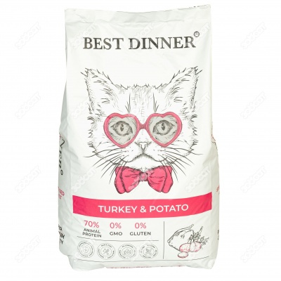 BEST DINNER для кошек (ИНДЕЙКА, КАРТОФЕЛЬ), 10 кг.