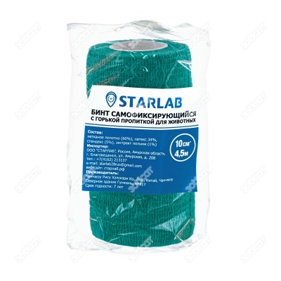 Бандаж самофиксирующийся STARLAB 10 см * 4,5 м с горькой пропиткой, мятный.