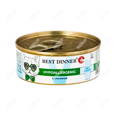 BEST DINNER VET PROFI Hypoallergenic консервы для кошек и котят (КРОЛИК), 100 г