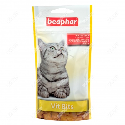 Лакомство VIT BITS подушечки для кошек с мультивитаминной пастой, 35 г. BEAPHAR.