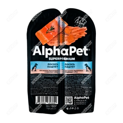 ALPHAPET паштет для щенков, беременных и кормящих собак (ЛОСОСЬ), 100 г