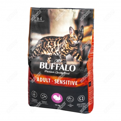 MR. BUFFALO ADULT SENSITIVE для кошек с чувствительным пищеварение (ИНДЕЙКА), 10 кг.
