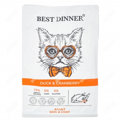 BEST DINNER для кошек (УТКА, КЛЮКВА), 0,4 кг.