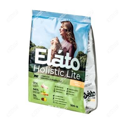 ELATO HOLISTIC Lite для красивой и здоровой шерсти кошек (КУРИЦА, ИНДЕЙКА), 300 г