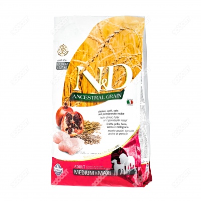 N&D ANCESTRAL GRAIN для собак средних и крупных пород (КУРИЦА, ГРАНАТ), 2,5 кг.