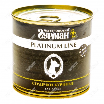 ЧЕТВЕРОНОГИЙ ГУРМАН Platinum Line для собак (СЕРДЕЧКИ КУРИНЫЕ, ЖЕЛЕ), 240 г