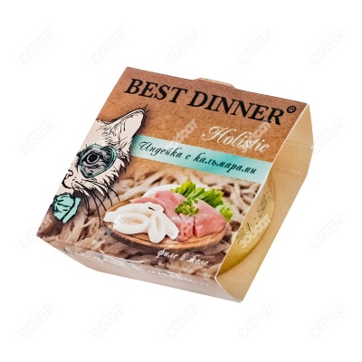 BEST DINNER Holistic консервы для стерилизованных кошек (ИНДЕЙКА, КАЛЬМАРЫ), 75 г