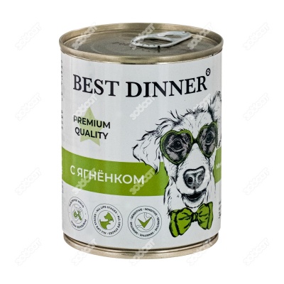 BEST DINNER МЕНЮ №1 консервы для собак и щенков (ЯГНЕНОК), 340 г.