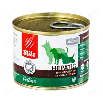 BLITZ VETLINE Hepatic консервы для собак (ИНДЕЙКА), 200 г