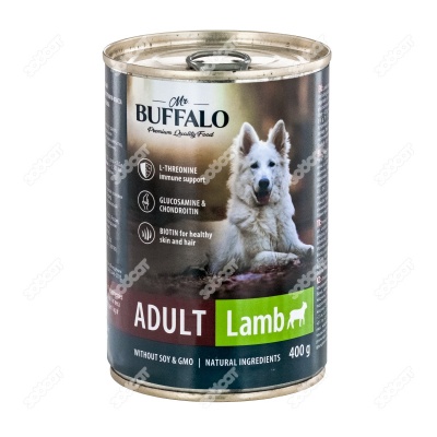 MR. BUFFALO ADULT консервы для взрослых собак (ЯГНЕНОК), 400 г.