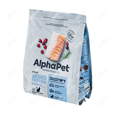 ALPHAPET MONOPROTEIN для взрослых кошек (БЕЛАЯ РЫБА), 0,4 кг